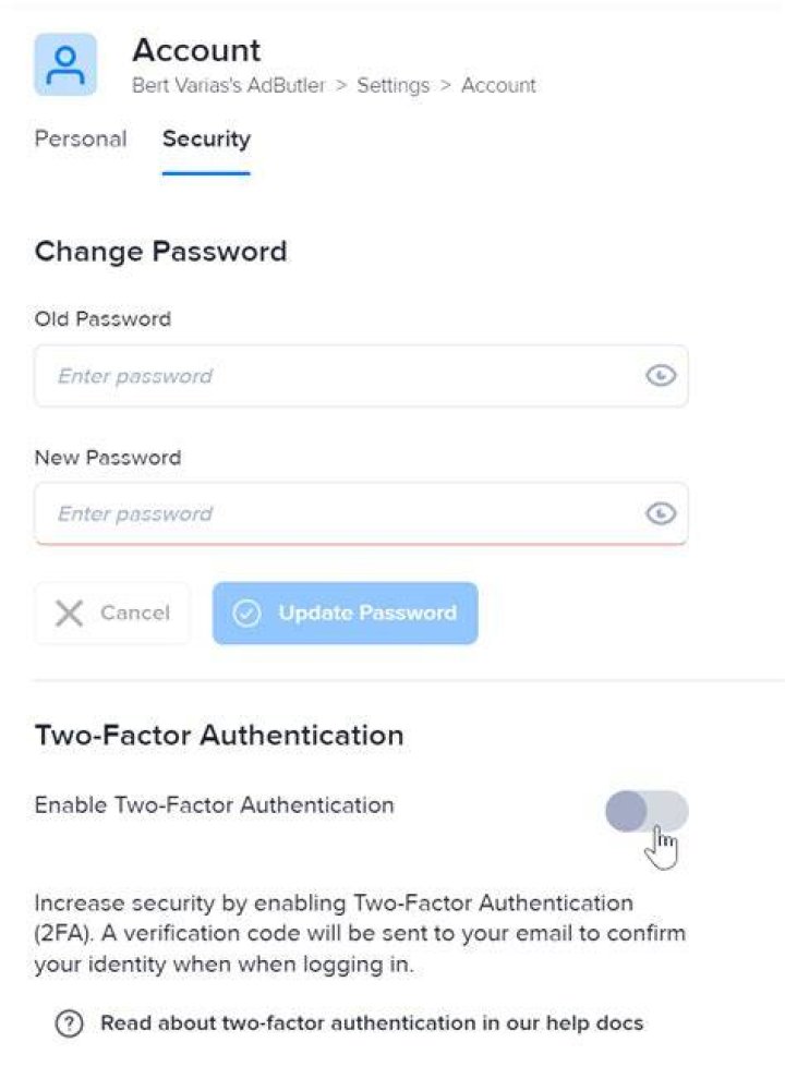 Account security and settings