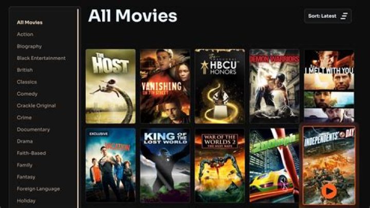 Streaming website library layout with search and filters